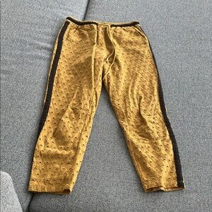 Anthropologie Mustard Patterned Cropped Pants